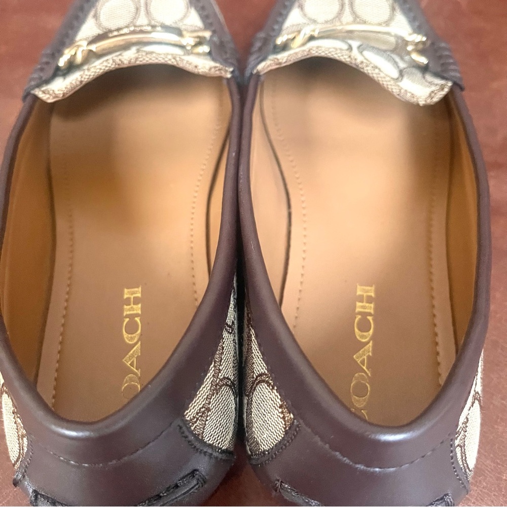 Coach Olive Classic Monogram Logo Print Canvas Leather Trimmed Loafers Size 8 - Picture 7 of 16